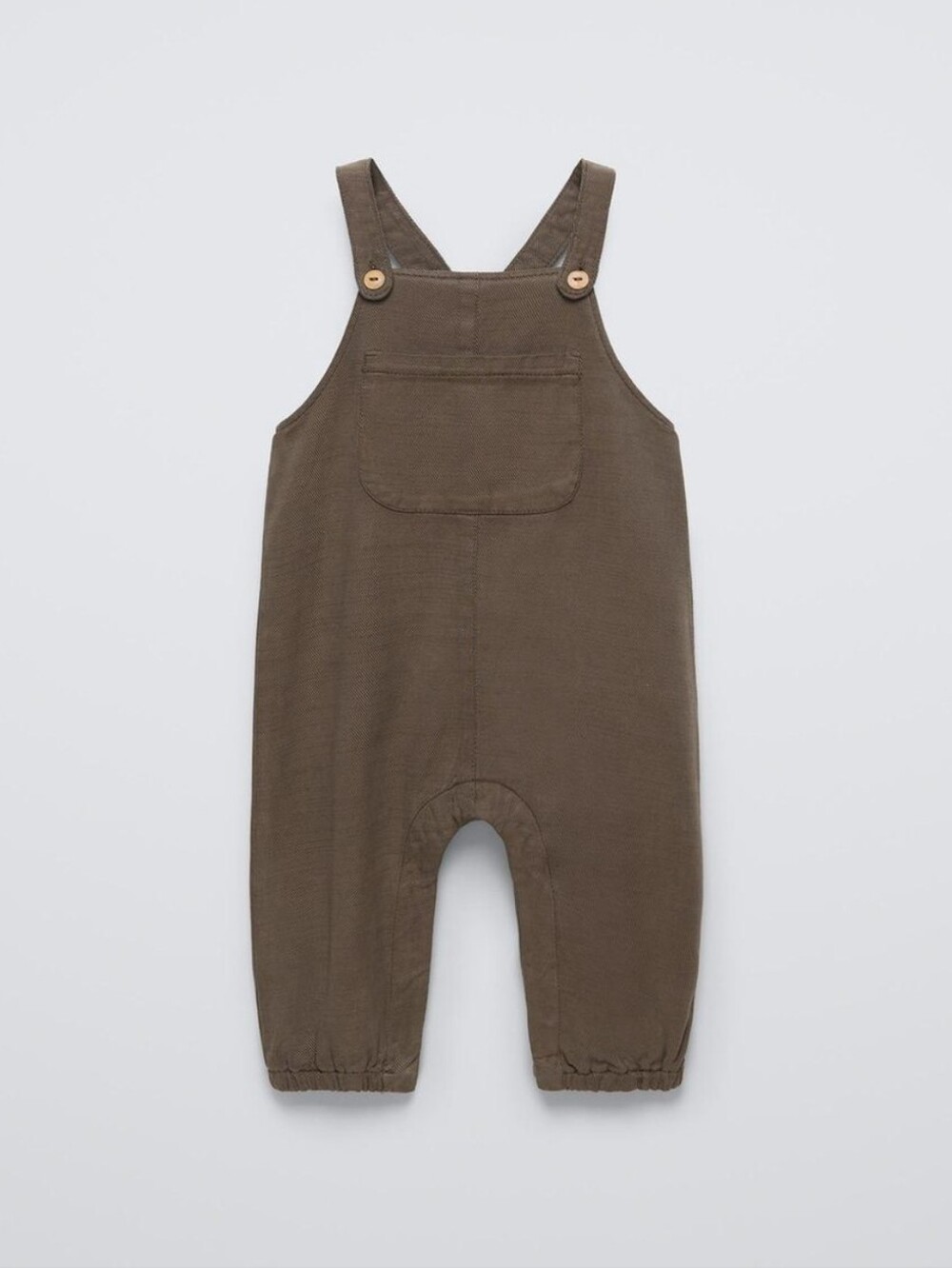 Zara Baby Unisex Cotton Lined Twill Garment Dye Overalls Brown Size 6-9 Months